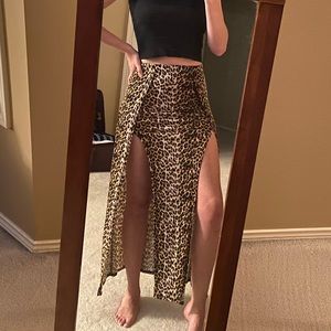 cheetah print full length skirt with slits